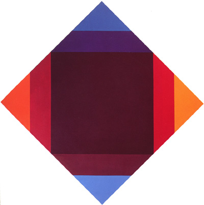 蒸馏至死头，1972-1973,M. Bill: Un diamant avec différentes couleurs superposées。